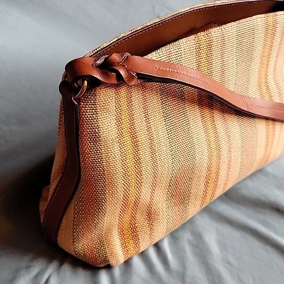 Fossil Desert Stripe Canvas & Leather Shoulder Bag - Picture 2 of 9